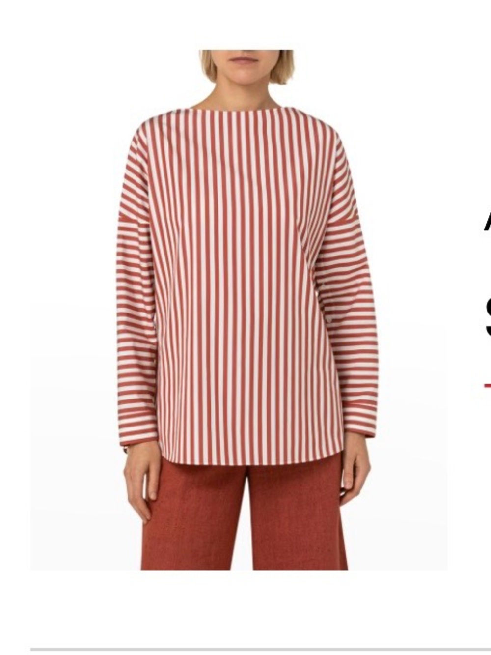 Akris Punto reddish rust and White Striped High-Neck Long Sleeve Top